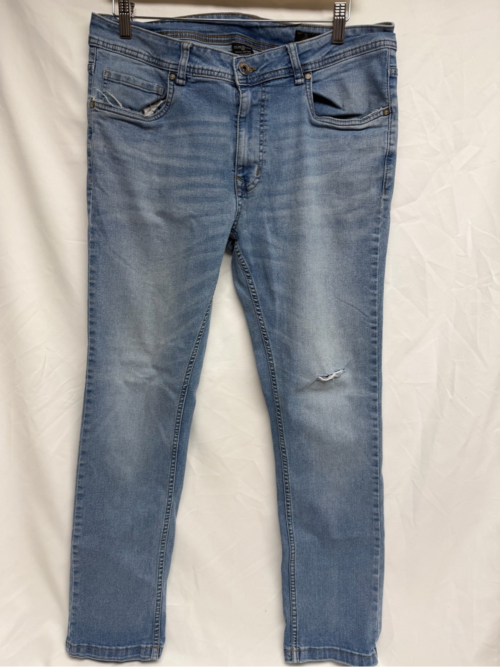 The Perfect Jean NYC Mens 34x30 Stretch Denim Jeans Light Blue Skinny Fit
